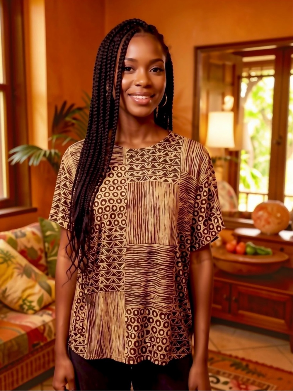 JONES NEW YORK | DRESS TUNIC | Splendor of Africa | Women’s Petite Size 6